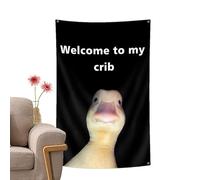 Welcome To My Crib Flag - Tapestry For Bedroom Funny With Brass Grommets | Welcome To My Crib Funny Duck Hanging Flags | Indoor Outdoor Backdrop Suitable For Bedroom, Dormitory Wall Decoration