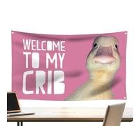 Welcome To My Crib Tapestry,Duck Welcome To My Crib Flag,Wall Flag Dorm Room Tapestry,Parties Supplies Yard Signs, Versatile Wall Decor Banner For Bedroom, Living Room