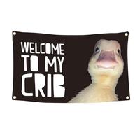 Welcome To My Crib Tapestry, Funny Welcome To My Crib Duck Flag, Wall Flag Dorm Room Tapestry, Indoor Outdoor Wall Art Tapestry For Bedroom Teens Room Decoration Living Room Bedroom