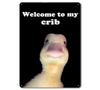 Welcome to My Crib Tin Sign for Teen Girls Boy, Bedroom/Gaming Room Bar Cave Door Decor, Dorm Wall Accessories Cool Things, Funny Metal Tin Signs Funny Decor Cute Thing 12 x 8 Inch