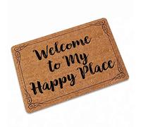 Welcome to My Happy Place Front Door Mat Outdoor/Indoor Entrance Door Mat Home Decor 36X24 Inch
