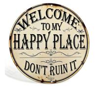 Welcome to My Happy Place Metal Sign for Wall Art,Don't Ruin It Plaque Vintage Decorations for Home Front Door Cafe Bar Club Deck Yard Porch Wall