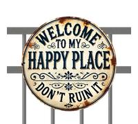 Welcome to My Sanctuary - Please Respect It, Decorative Metal Entry Door - Round Welcome Sign, for Front Door Porch, Patio, Garden, Fence, Home