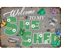 Welcome to My She Shed Metal Tin Sign Vintage Home Kitchen Garage Bar Cave Wall Nostalgic Decor Rustic Tin Sign 8x12 Inches