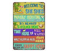 Welcome to My She Shed Vintage Tin Sign for Home Kitchen Garden Patio Women Cave Gift for Girlfriend Ladies Welcome Sign 12x17 Inches