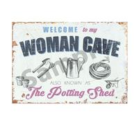 Welcome to my Woman cave The Potting Shed, Gardening, Wheel barrow, Hose, Flower (Large A4 280x200mm)