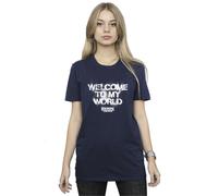Welcome To My World Cotton Boyfriend T-Shirt Stranger Things Navy 5XL