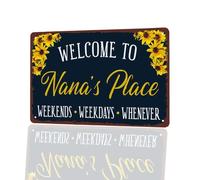Welcome to Nana's Place sign, 8"x12" Vintage Flower Tin Sign, Gift for Grandma, Hanging Decorative Wall Sign