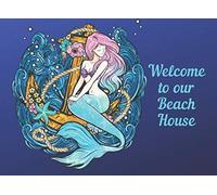 Welcome To Our Beach House: Guest Book With Soft Illustrated Mermaid Cover. Single-Sided Sign In Guestbook for Holiday Home B and B or Hotel by the ocean.