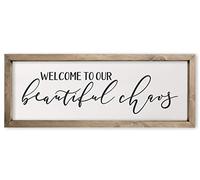 Welcome To Our Beautiful Chaos Framed Rustic Farmhouse Wall Sign 6x18