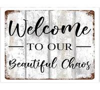 Welcome To Our Beautiful Chaos Relief Carving Letters In Sign Shield Shaped Aluminum Sign Plaques Unfinished Wall Plaques Bulk You And Me Wall Plaque No Fading Classic Movie For Birthday 8x12 Inch