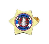 Welcome To Our Burns Night Gold Star Lapel Pin Badge
