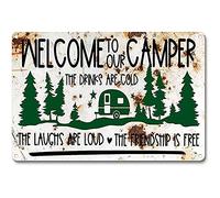 Welcome to Our Camper Van, Funny Camper Van Farmhouse Decoration Logo Rv Camping Gift Creative Outdoor Logo 8x12inch Big Tin Sign Aluminum Metal Sign Home Decoration
