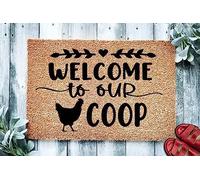 Welcome To Our Coop Chicken Coir Doormat Farm Front Door Mat (16x24in (40x60cm))