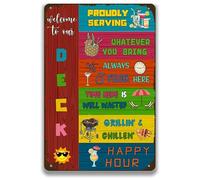 Welcome to Our Deck Metal Sign Vintage Deck Sign Decorations for Home Farmhouse Front Door Patio Deck Balcony Rooftop Yard Bbq Decor Sign 8x12 inch