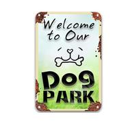 Welcome To Our Dog Park Pet Vintage Tin Signs Farmhouse Bathroom Decor Wall Decor Living Room Laundry Room Decor 12X8 Inch Metal Sign