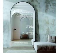 Welcome to Our Engagement Party Mirror Vinyl Decal, Custom Welcome Wedding Sticker, Personalized Customizable Names & Date for Mirror, Acrylic - Night Before - Reception - Ceremony(57x88cm)