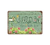 Welcome To Our Garden Metal Tin Sign Retro Garden Poster Vintage Metal Plaque Wall Decor Gift For Bedroom Restaurant Farm Cafe School Bathroom(15x30cm）6x12 inch-597