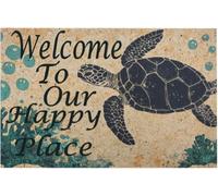 Welcome To Our Happy Place Sea Turtles Barrier Mat Stylish Bath Rug Soft Door Mats For Kitchen Outdoor Front Back Door 40X60 Cm