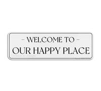 Welcome To Our Happy Place Sign With Adhesive 10" X 3" Easy To Install And Highly Visible For Office And Business Highly Visible