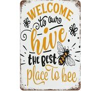 Welcome to Our Hive Poster Vintage Wall Decor Metal Tin Sign Wall Decor Coffee Man Cave Signs Retro Sign Mother's Day 8x12 inch
