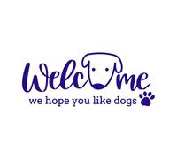Welcome to Our homewelcome we Hope You Like Dog Fine Carving Stickers 30x73.5cm Equipped with Transfer Film kit DarkBlue