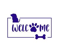 Welcome to Our homewelcome we Hope You Like Dog Wall Decals Paster Paper 34x58.3cm Do not Damage The Wall Surface DarkBlue