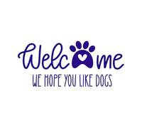 Welcome to Our homewelcome we Hope You Like Dog Wall Decals Paster Paper 48x111.4cm Glass Stickers DarkBlue