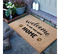Welcome To Our Paw-Some Home Doormat (90 x 60cm) Artsy Mats Brown 90cm x 60cm