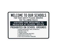 Welcome To Our Schools For Your Safety Please Observe The Following Warning Sign, Office Security Metal Signs for Home Business Outdoor Indoor Wall Safety Caution Custom Decor 12 x 8 Inch