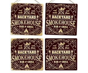 Welcome to our Smokehouse - BBQ | Printed Brushed Gold Metal Plaque/Sign