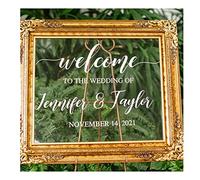 Welcome to Our Wedding Sign, Mirror Decal Wedding, Welcome Sign Personalised Rustic Vintage Name & Date Custom Text Wording (94x57cm)