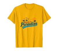 Welcome to Paradise Tropical Beach Vacation T-Shirt, Men, Golden Yellow, Medium