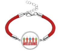Welcome to Russia Cathedral Buiding Lucky Red String Bracelet Rope Bracelet Handmade