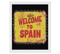Welcome to Spain Spanish Stamp Diamond Art Painting Kits for 5D Gem Arts Paint Picture Home Wall Decor