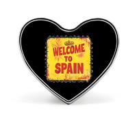 Welcome To Spain Spanish Stamp Enamel Button Lapel Pin Heart Brooch Cute Funny Badge for Backpacks Hats 1"