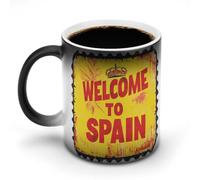 Welcome to Spain Spanish Stamp Funny Ceramic Mug Novelty Coffee Mugs Color Changing Tea Cup with Handle