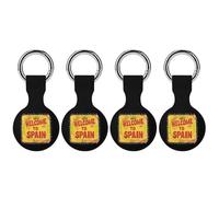 Welcome To Spain Spanish Stamp Silicone Case Compatible with AirTag Holder Cover with Keychain Ring