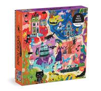Mudpuppy Welcome to Spooky Town - 500 Piece Family Jigsaw Puzzle Featuring Bold and Spooky Illustrations of A Haunted Town Filled with Goblins Ghouls and Monsters