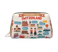 Welcome to Switzerland Travel Printed Handheld Makeup Case, Spacious Toiletry Organizer Designed for Brushes and Toiletries