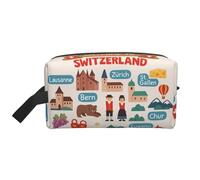Welcome to Switzerland Travel Printed Toiletry Storage Bag, Large Capacity Organizer Pouch for Power Bank and Cables Use