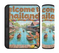 Welcome to Thailand Scenery Culture 2 Pack Seat Belt Covers More Comfort Van Driving Car Accessories