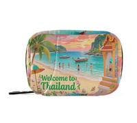 Welcome to Thailand Scenery Culture Travel Bag with Detachable Compartments Convenient Pill Organizer Large