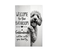 WELCOME to The BATHROOM A Funny Goldendoodle Will Be with You Shortly Print Canvas Eclectic Wall Art Poster Wall Decor Pet Dog Decor UnFrame12x18inch(30x45cm)