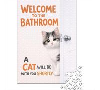 Welcome to The Bathroom Cat Jigsaw Puzzle 1000 Pieces for Adults Calm Time, 70x50cm/1000pcs