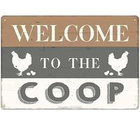 Welcome To The Coop Tin Sign Chicken Coop - Vintage Aluminium Sign Funny Tin Sign Bar Restaurant Cafe Wall Decor Home Decor Art Poster "8 x 12" Inch,de11aA249