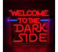 Welcome to the Dark Side Neon Signs for Wall Decor Sci-Fi Movie Inspired Dimmable USB Powered Light for Game Rooms Man Cave Bars Wall Decor Gift for Space Opera Fans Birthday Party(12.8 * 11.8inch)