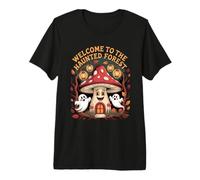 Welcome to The Haunted Forest Mushroom Retro Cartoon Premium T-Shirt
