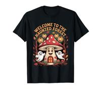 Welcome to The Haunted Forest Mushroom Retro Cartoon Value Graphic T-Shirt
