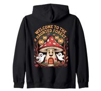 Welcome To The Haunted Forest Mushroom Retro Cartoon Zip Hoodie